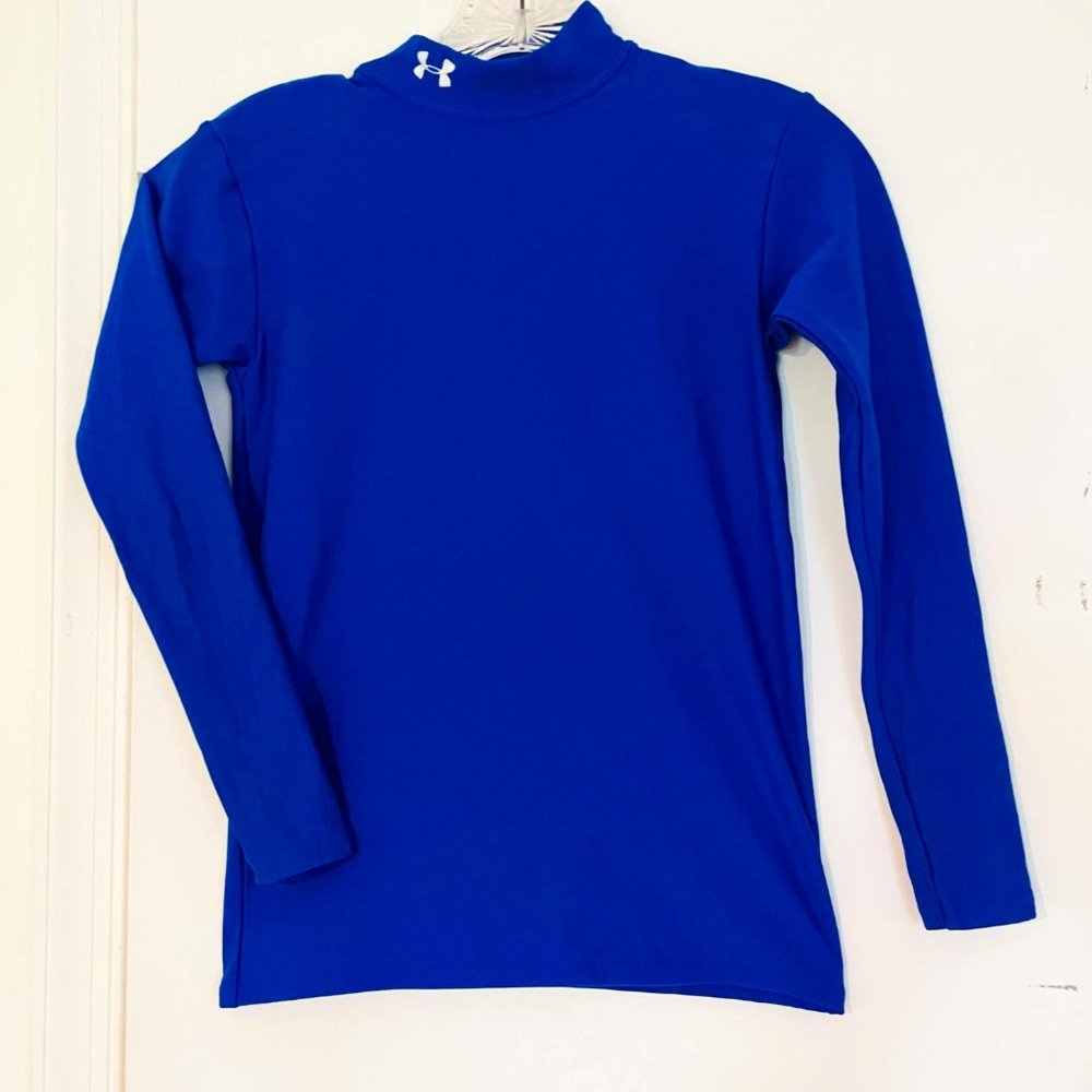 Under Armour YLG, Youth long sleeve, Blue, Mock Neck, Large